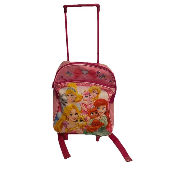 Girl Novelty Disney Princess Mini Suitcase Rolling Backpack 4x12” School Travel - Picture 1 of 13